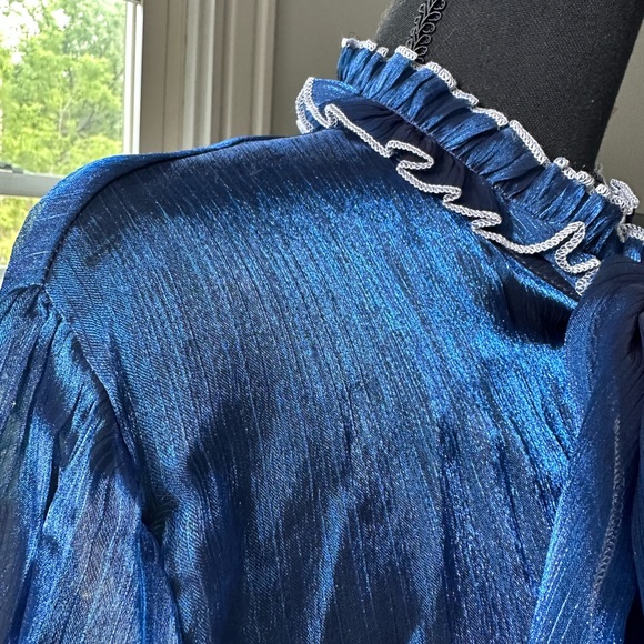 Shein Sheer blouse, long sleeves, Royal blue, women Plus size XL - Picture 6 of 11